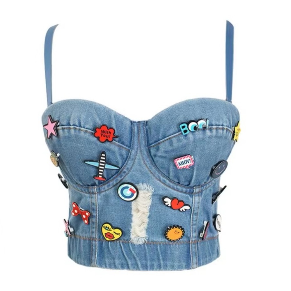 Denim | Women’s Denim Bustier Fun Accessory Top
